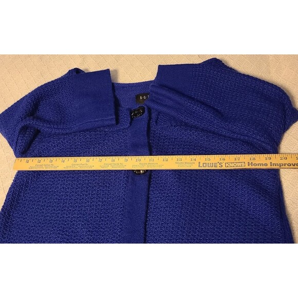R.Q.T. Colbolt Blue Wool Blend 2 Button Knit Cardigan Sweater Womens M Elegant - Picture 7 of 10